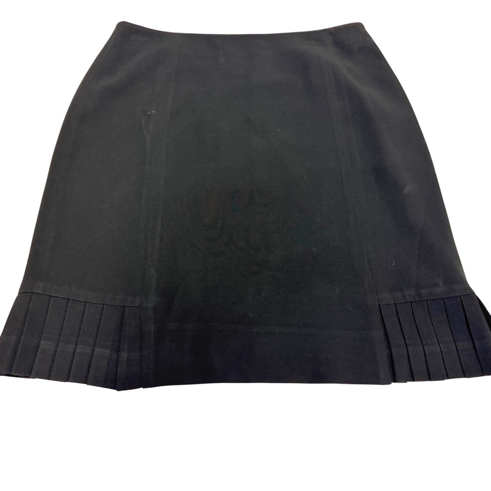Ann Taylor Black Pleated Hem Pencil Skirt Size 10 Professional Knee Length - Picture 2 of 5